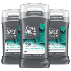 DOVE MEN+CARE Wild Eucalyptus pack shot showing aluminum-free protection and fresh scent
