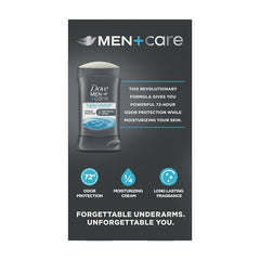Dove Men+Care Clean Comfort deodorant stick close-up highlights moisturizing cream