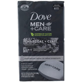 Dove Men+Care Elements charcoal clay bar pack of six for convenient cleansing.