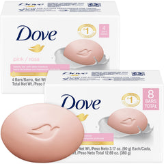 Dove Pink Beauty Bar 2-Pack pack-shot shows versatile, everyday-use soap for face, body, and hands