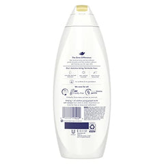 Dove Purely Pampering body wash pump shows convenient dispensing for gentle wash.
