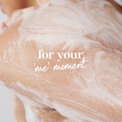 Dove Relaxing 24HR MicroMoisture droplets indicate long-lasting hydration.