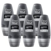 Dove roll-on invisible-dry bottle 6-pack shows invisible finish and all-day freshness.