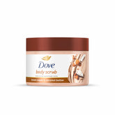 Dove Scrub Brown Sugar & Coconut Butter in a jar delivers creamy exfoliation for silky skin.