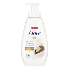 Dove Shower Foam Shea Butter with Warm Vanilla bottle offers rich, nourishing lather.