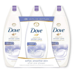 Dove Winter Care 3-pack bottles for nourished skin during winter dryness