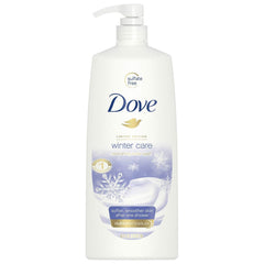 Dove Winter Care Body Wash with Pump bottle, delivering gentle hydration for dry winter skin.