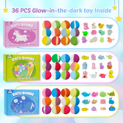 DOVIPE glow-in-the-dark toy bath bomb highlights nighttime bath-time excitement for kids.