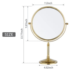 DOWRY makeup mirror tabletop swivel gold showcases versatile angle and hands-free use.