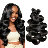 Dowstalgirl body wave bundles 16-inch close-up shows natural texture for versatile styling.