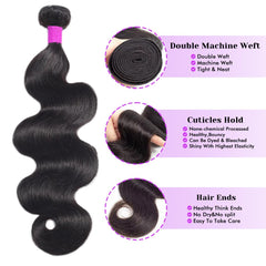 Dowstalgirl body wave bundles 20-inch view emphasizes length and fullness for a dramatic look.