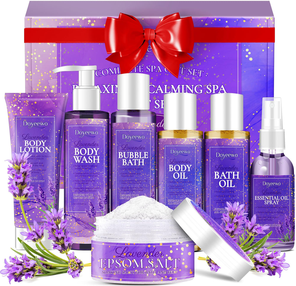 DOYEEWO lavender spa set, 7-piece kit for calming at-home relaxation