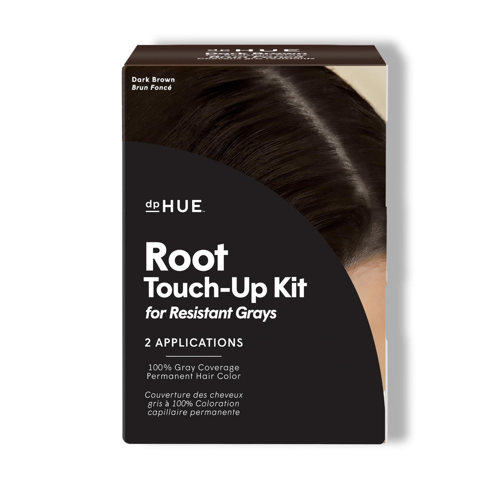 dpHUE Root Touch-Up Kit box highlights resistant-gray coverage and easy at-home use.
