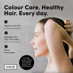 dpHUE Color Fresh Shampoo lather indicates hydrating cleansing without color stripping