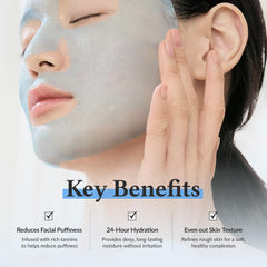Dr.Althea Aqua Blue Hydration Mask sheet closeup shows Azulene soothing tint for sensitive skin.