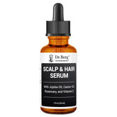 Dr. Berg Scalp and Hair Serum bottle highlighting the nourishing blend for scalp health