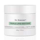 Dr. Brenner Triple Lipid Restore jar closeup shows rich texture for smooth skin routines.