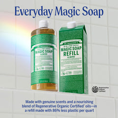 Dr. Bronner's Almond Soap lather close-up demonstrating rinses clean.