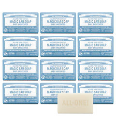 Dr. Bronner's Baby Unscented Bar packaging front highlights eco-friendly wrap for sustainable daily cleansing.