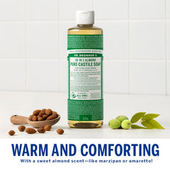 Dr. Bronner's fair trade Ecuador palm kernel oil bottle signals sustainable sourcing.