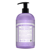 Dr. Bronner's Lavender Sugar Soap bottle provides a gentle all-in-one cleanse
