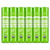 Dr. Bronner’s Organic Lip Balm 6-pack packshot showing a convenient moisturizing lip care kit.