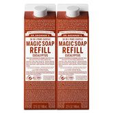 Dr. Bronner's Magic Soap eucalyptus refill bottle pour for versatile cleaning