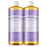 Dr. Bronner's Magic Soap Lavender 32oz bottle demonstrates potent, plant-based cleansing power.