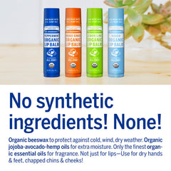 Dr. Bronner's Organic Lip Balm Lemon Lime tube with bright, protective moisture.