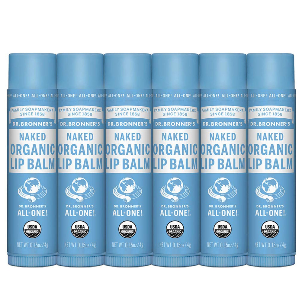 Dr. Bronner's organic lip balm pack tubes keep lips hydrated on the go