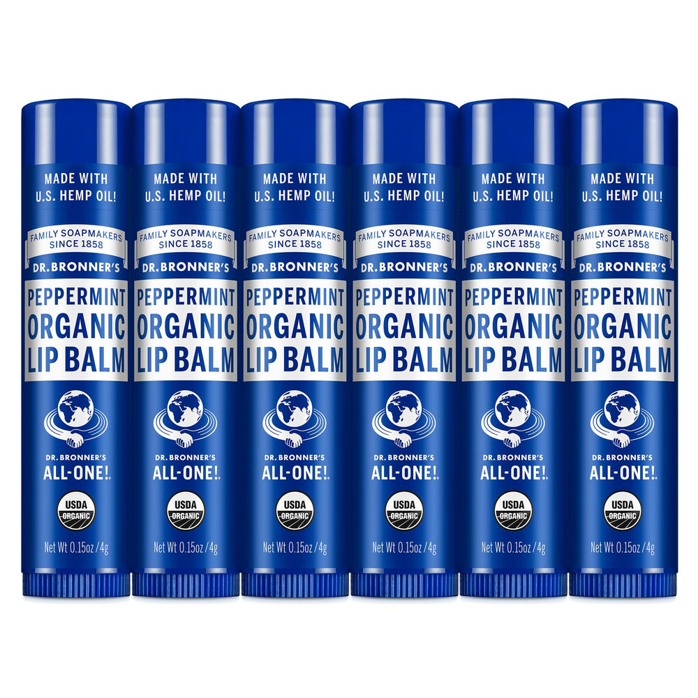 Dr. Bronner's Organic Lip Balm Peppermint tube delivers quick moisture