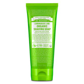 Dr. Bronner's Organic Shaving Soap Lemongrass bottle with creamy lather for a smooth shave.