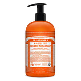 Dr. Bronner's organic sugar soap tea tree bottle offers refreshing cleanse for daily use.