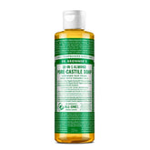 Dr. Bronner's Pure-Castile Almond bottle ready for all-in-one cleaning and skin care.