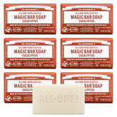 Dr. Bronner's eucalyptus bar packaging shown in recycled paper for eco-friendly cleansing.