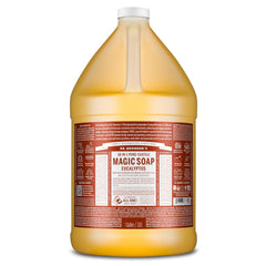 Dr. Bronner's Pure-Castile eucalyptus 1gal bottle ready for versatile cleaning tasks.