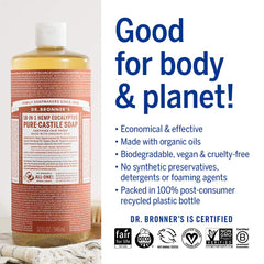 Dr. Bronner's Pure-Castile lather closeup showing rich foam for thorough cleaning