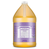 Dr. Bronner's Pure-Castile Lavender soap bottle closeup demonstrates rich lather for skin care