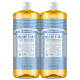 Dr. Bronner's Pure-Castile Baby Unscented bottle highlights gentle, skin-friendly cleansing for sensitive users.