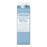 Dr. Bronner's Pure-Castile soap refill bottle; versatile for face, body, and cleaning.