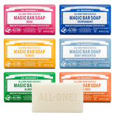 Dr. Bronner's Pure-Castile Magic Bar Almond for a rich, gentle cleanse on face and body.