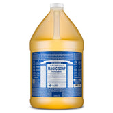 Dr. Bronner's peppermint bottle shows rich lather for refreshing body wash.