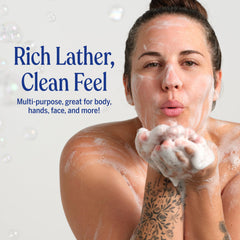Dr. Bronner's refill carton highlights 86% less plastic for eco-friendly refills.