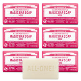 Dr. Bronner's Rose Castile Bar six-pack front view for versatile daily cleansing