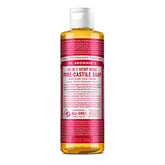Dr. Bronner's Rose Castile Soap bottle with rose scent for versatile cleaning.