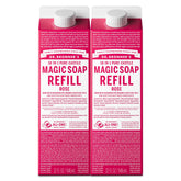 Dr. Bronner's Rose Castile Soap refill bottle—32 oz two-pack for body and home use