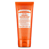 Dr. Bronner's Tea Tree Shaving Soap foam closeup shows creamy lather for a close, comfortable shave.