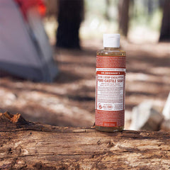 Dr. Bronner's two-pack bottles ready for refill, reducing waste