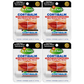 Dr. Dan's Cortibalm 4-pack tube close-up, portable lip care for severe dryness.