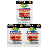 Dr. Dan's Cortibalm three-pack front view shows portable lip protection.